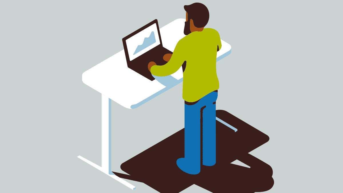 Illustration of a person using a standing desk