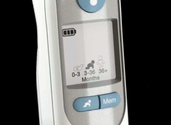 A thermometer with age and temperature technology.