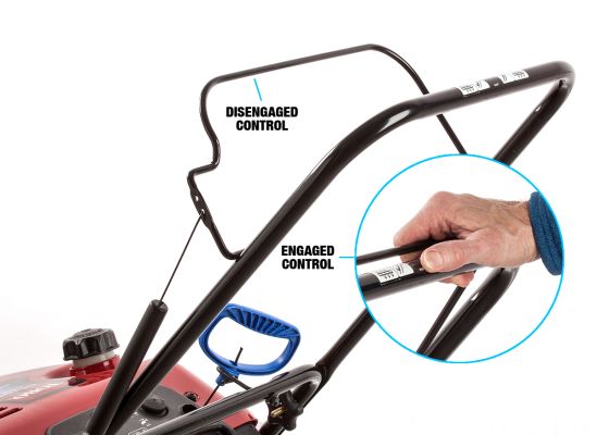 Dead man control on a snow blower.