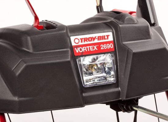 A headlight on a snow blower.