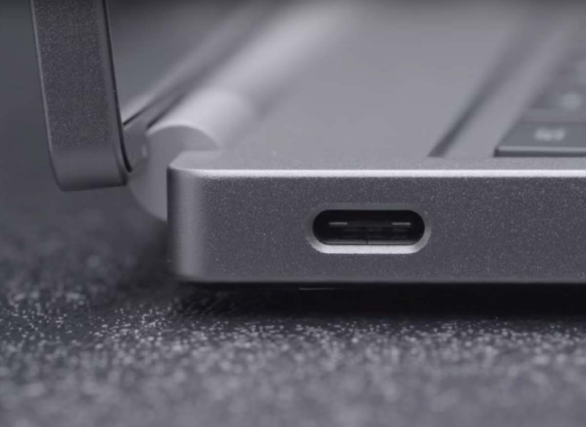 Photo of a computer port.