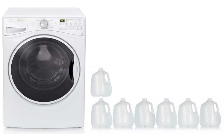 How much water should a washing machine use (front loader)