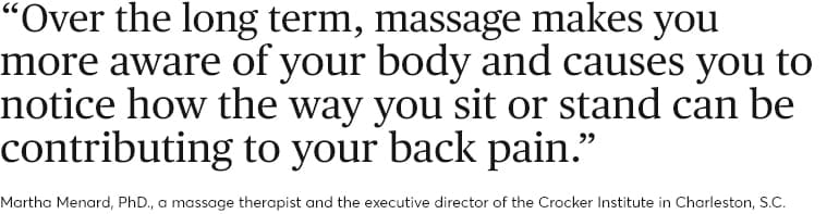 How to relieve back pain. Quote from Martha Menard, PhD.