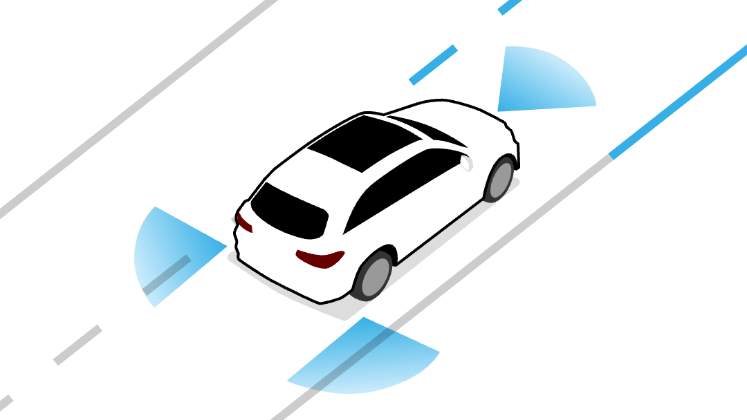Car with safety sensors illustration