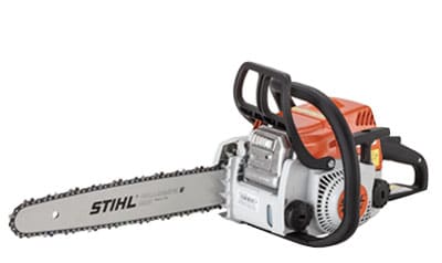 A gas-powered chainsaw.