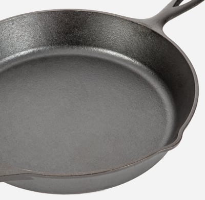 An uncoated cast iron pan.