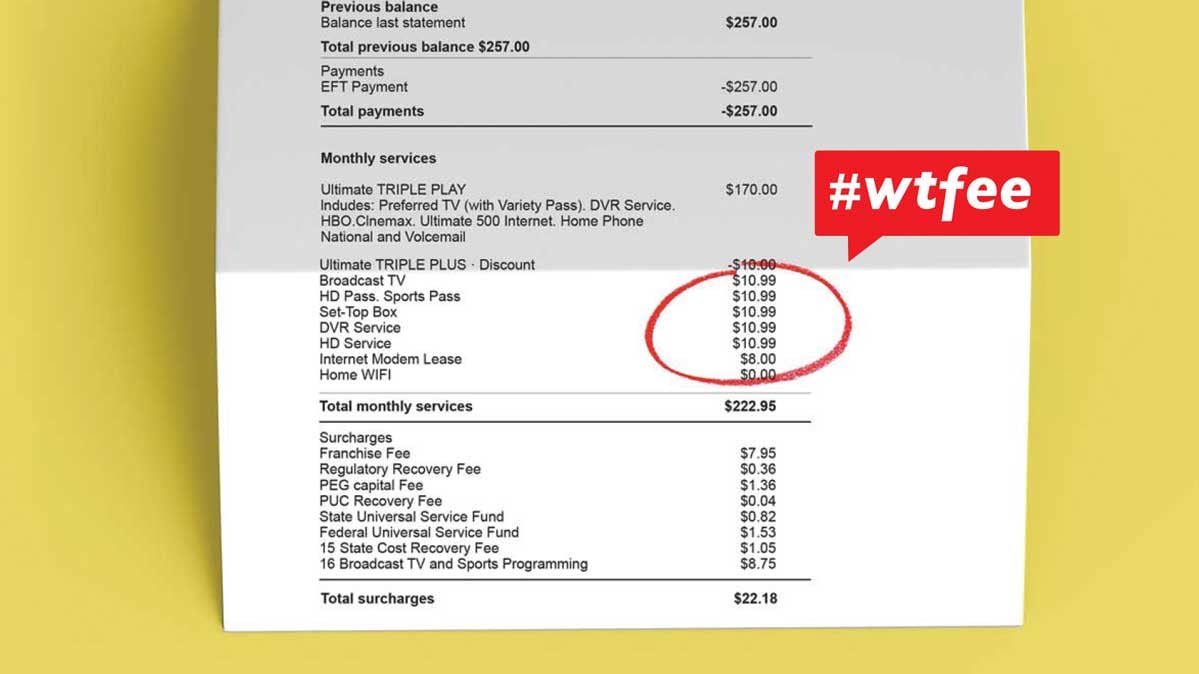 invoice with fees circled