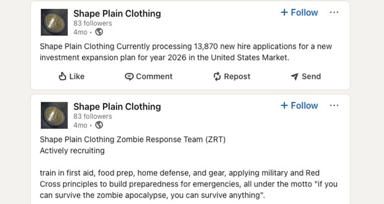 Car buying with AI, Shape Plain Clothing branding screens with Zombie Response Team
