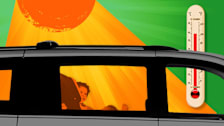 Child left alone in hot car illustration