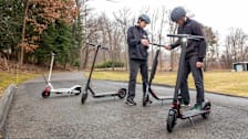 Electric scooters undergoing testing at Consumer Reports' headquarters in Yonkers, N.Y.