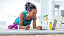 Person exercising at home.