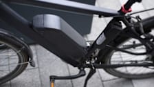 E-bike battery mounted on frame