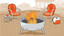 Illustration of fire pit in backyard