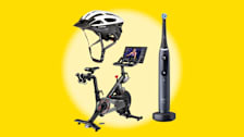 These products are a Sena Bike Helmet, a Peloton Bike and an Oral B IO electric tooth brush