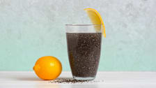 internal shower drink: water with chia seeds and lemon
