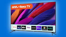 Walmart Onn 50-inch TV with streaming logos.