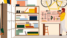 Women in organized garage setting