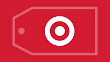 Target logo in front of Black Friday price tag and red background.