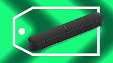 Sonos soundbar with a large Black Friday and Cyber Monday sales tag