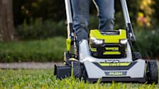 Ryobi RY401220 mowing a lawn