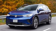 2021 Volkswagen ID.4 driving with fall foliage
