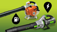 Stihl gas-powered BG 86 C-E Leaf Blower and the Ego electric LB7654 Leaf Blower