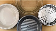 Ceramic, glass, tin, and metal pie pans