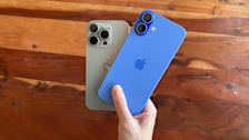 iPhone 16 Pro in Natural Titanium and iPhone 16 Plus in Ultramarine