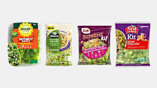 From left: BrightFarms Southwest Chipotle Crunch Kit, Ready Pac Bistro Fresh Mex Salad Kit, and  Dole Supreme Kit Southwest Salad, Fresh Express Kit Salsa Ensalada