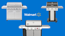Monument Grills 77352, Weber Genesis E-435 36410001, Permasteel PG-40301-BK grills with Walmart logo in center