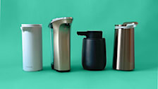 four automatic soap dispensers from PZOTRUF, Phneems, and Simplehuman