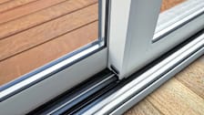 Sliding glass door detail and rail embed in floor