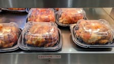 Rotisserie chickens for sale at a Costco store