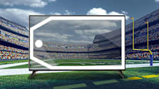 Illustration of a large TV on a football field
