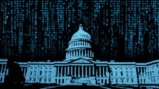 US Congress building with data code