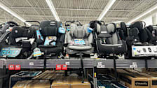 A line of car seats available for sale at Walmart.