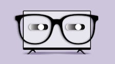 Illustration of a TV wearing eyeglasses.