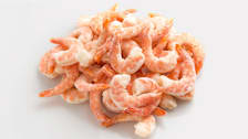 Pile of frozen shrimp