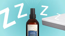 Sleep products on a blue background