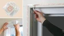 grid of 3 images showing Frost King and Duck Brand weather insulation kits
