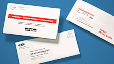 3 mailer envelopes from car manufacturer on auto recalls