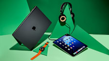 From Left: Laptop, Smartwatch, Headphones, ipad