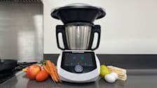 ChefRobot Ultracook on kitchen counter with vegetables, butter, and eggs