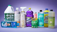 10 concentrated cleaners on a purple background