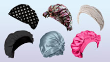 Six satin and silk hair bonnets