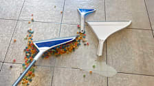 Helio Air Broom with mini broom and dustpan with spilled milk and cereal
