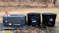 Michael Frank in the Tru Grit ice bath with The Cold Pod and The Ice Pod portable ice baths