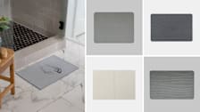 Dorai stone bath mat bathmat in a bathroom setting, SlipX, Sutera, Medusa, Dorai stone bath mats