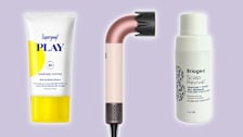 Supergoop sunscreen, Dyson hairdryer, Briogeo scalp revival