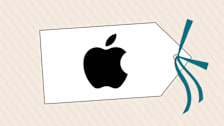 Illustration of shopping tag with Apple Logo.